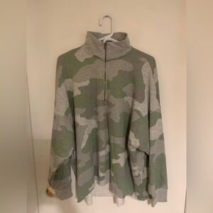 AERIE Army Print Zip up Sweater